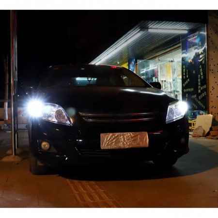 Set 2 becuri auto LED, T20, W21W, WY21W, 7440, 144 leduri, lumina alba rece, 12V, BZRSH, marsarier, lumini de zi, daylight, soclu T20 [4]