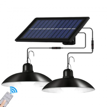Iluminat - Set 2 becuri LED 50W cu panou solar, telecomanda
