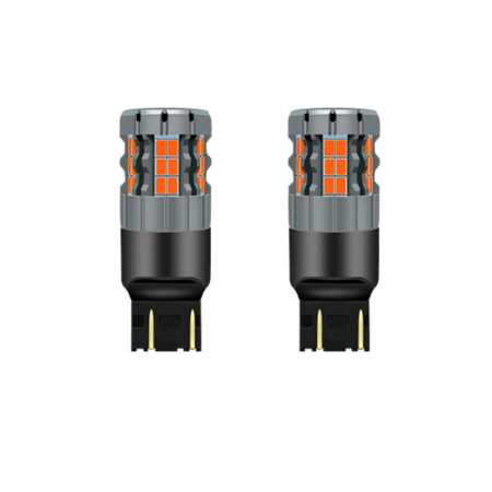 Auto - Set 2 Becuri LED BZRSH® Canbus T20, 50W, W21W, WY21W, 7443, 30 LED-uri Marsarier, Pozitii Semnalizare, Frana, alb, 6500K, fara eroare