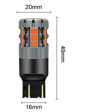 Set 2 Becuri LED BZRSH® Canbus T20, 50W, W21W, WY21W, 7443, 30 LED-uri Marsarier, Pozitii Semnalizare, Frana, alb, 6500K, fara eroare [3]