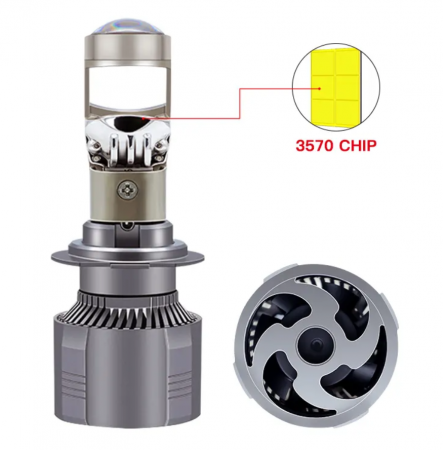 Set 2 Becuri LED cu Lupa, 220W, 12V, 30000 Lm, 5700K [5]