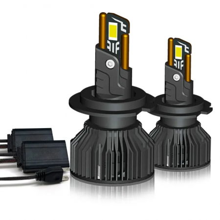 Auto - Set 2 becuri LED H7 T55 mini, 180W, Canbus, 60mm, fara eroare, 23000Lm, 6000K, +400%, BZRSH