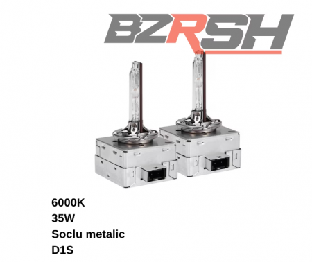 Set 2 becuri Xenon D1S, soclu metalic, 6000K, 12V, 35W, generatie noua, BZRSH [2]