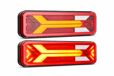 Set 2 Lămpi LED Spate 24V pentru Remorcă / Camion / Trailer – 5 Funcții, Semnalizare Dinamică, 283×100×33 mm