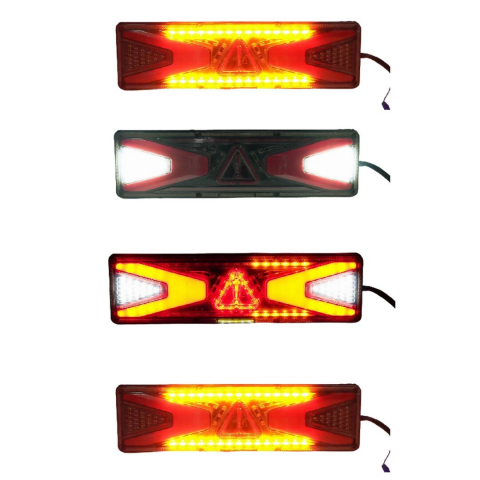 Set 2 Lampi Auto LED Spate, Universale, pentru Remorca, Camion si Trailer, utilaje agricole, 24V, Functii Semnalizare dinamica, Pozitie, STOP, 46x13cm, rosu / galben / alb [3]