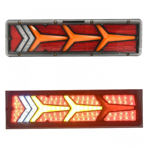 Auto - Set 2 Lampi Auto LED Spate, Universale, pentru Remorca, Camion si Trailer, utilaje agricole, 24V, Functii Semnalizare, Pozitie, STOP, 46x13cm, rosu / galben / alb