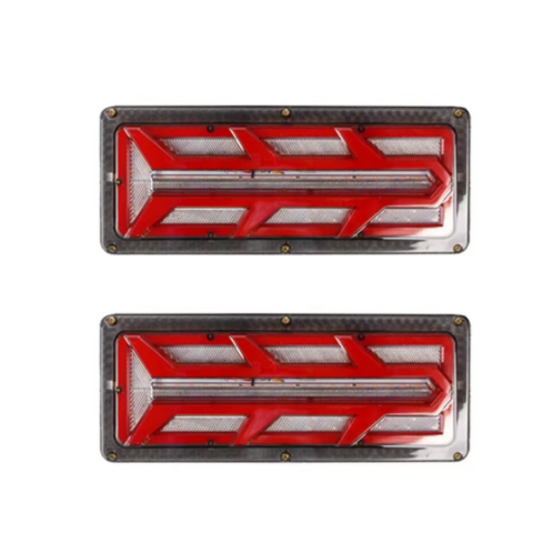 Set 2 Lampi Auto LED Spate, Universale, pentru Remorca, Camion, utilaje agricole, 12 - 24V, Semnalizare dinamica, Pozitie, STOP, 33x13cm, rosu / galben / alb