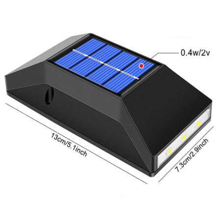Set 2 lampi de perete, 6 LED, incarcare solara, alb cald, 15W [1]