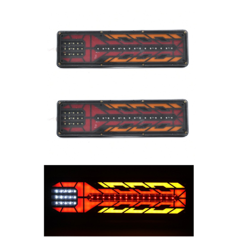 Lampi Remorca - Set 2 Lampi LED Spate Universale BZRSH, 12-24V, 46x13cm, rosu/portocaliu/alb