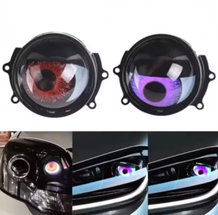 Auto - Set 2 Lupe Devil Eyes cu Display LED de 3 inch, Telecomanda, 6 Moduri de Iluminare, Ideale pentru Retrofit Faruri sau Proiectoare, Compatibile cu diverse modele auto, rezistenta IP67, BZRSH