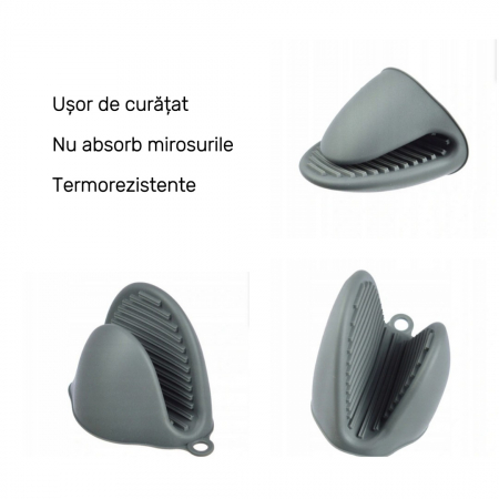 Set 2 manusi de bucătărie termorezistente din silicon pentru aragaz, cuptor, tavi, TopBazar [4]