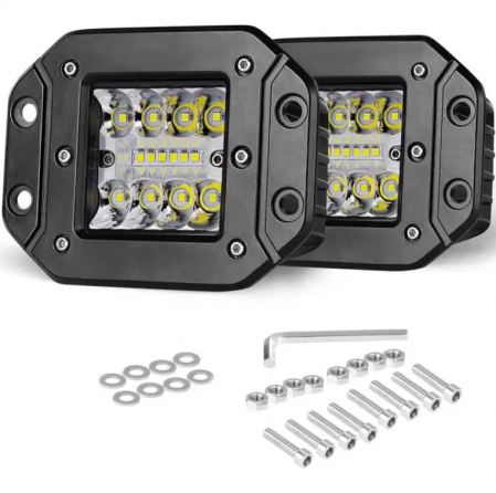 Auto - Set 2 Proiectoare auto LED 48W, 14LED 3 randuri 12/24V, aluminiu