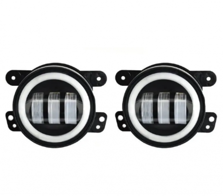 Set 2 proiectoare ceata 6 LED cu lumini de zi si semnalizare Angel Eyes, DRL, 98mm, lumina alba rece / galbena, mufa H11 [5]