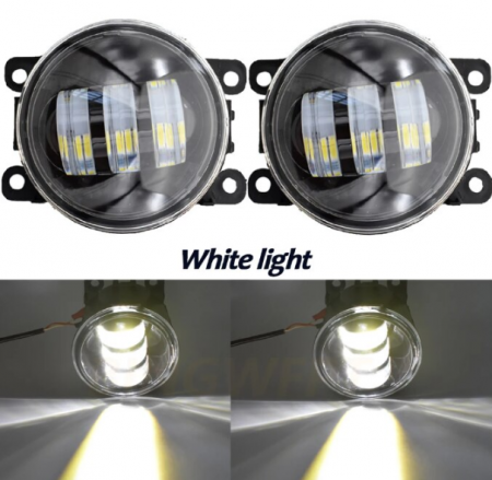 Set 2 proiectoare ceata LED Dacia, Renault, Nissan, lumina alba, diamentru 3.5" / 98mm, 30W, 12V, carcasa aluminiu, mufa H11, BZRSH [1]