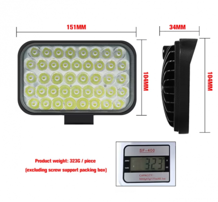 Set 2 Proiectoare LED auto OFF-ROAD, 5 inch, 129W, 43 LED, 12V-24V, 6000K, carcasa aluminiu, 8000Lm [2]