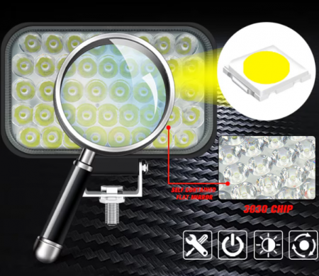 Set 2 Proiectoare LED auto OFF-ROAD, 5 inch, 129W, 43 LED, 12V-24V, 6000K, carcasa aluminiu, 8000Lm [3]