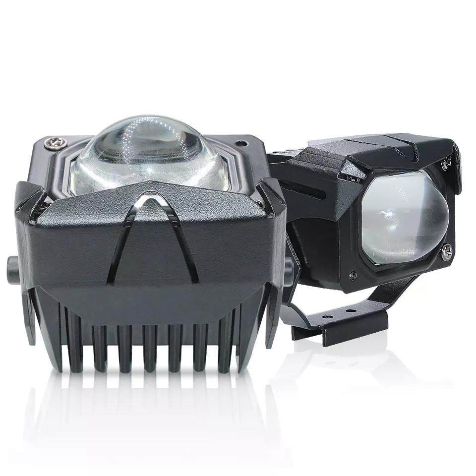 Set 2 proiectoare auto bi LED cu lupa, 70W, 3000K/6000K, lumina alb-galbena, Off Road [4]