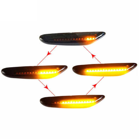 Set 2 semnalizari dinamice aripa pentru BMW E81 E82 E87 E88 E90 E91 E92 E93 E60 E61 X1 E84 E46, BZRSH®, lupa fumurie [1]
