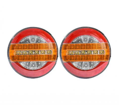 Set 2 Stopuri Auto LED Spate, Universale, diametru 140mm, pentru Remorca, Camion si Trailer, utilaje agricole, 12-24V, Semnalizare dinamica, Pozitie, STOP, rosu / galben / portocaliu [3]
