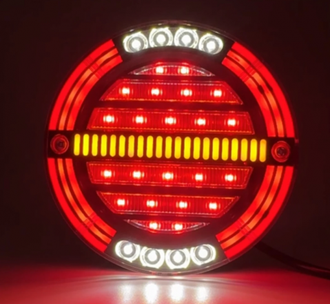 Set 2 Stopuri Auto LED Spate, Universale, diametru 140mm, pentru Remorca, Camion si Trailer, utilaje agricole, 12-24V, Semnalizare dinamica, Pozitie, STOP, rosu / galben [4]