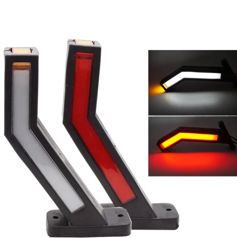Auto - Set 2x Lampi coarne gabarit led, stanga dreapta, lumina alba, rosie, galbena 12-24V, 24 cm