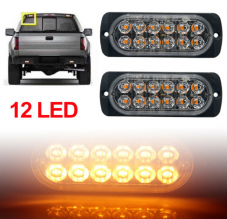Auto - Set 2 x Stroboscop 12 LED, lumina portocalie