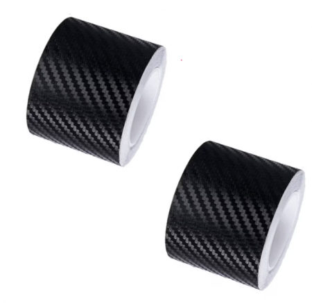 Auto - Set 2x Banda Protectie Auto 3D, BZRSH®, din Carbon, Pentru Prag, Usa, Bara, Bord, Impermeabila, Tuning Auto, 10 cm x 5 metri