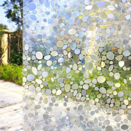 Tapet si Folii Autoadezive - Set 2x Folie semi-transparenta pentru geam cu efect 3D lucios,  imitatie piatra, autoadeziva, 45 x 300 cm