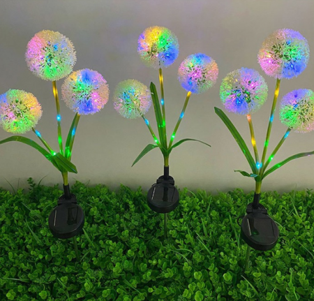 Set 2x Lampa cu incarcare solara pentru gradina, papadie, lumina multicolora [3]