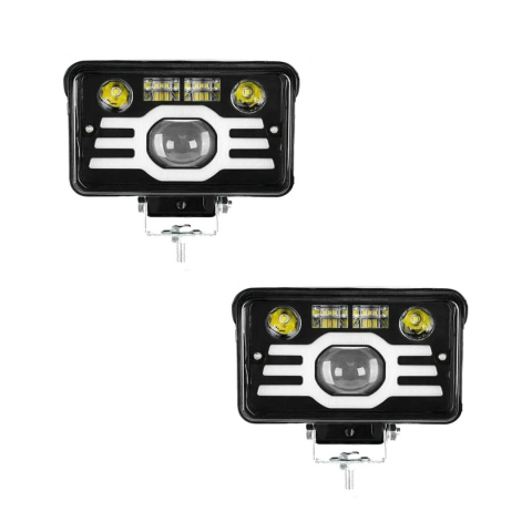 Auto - Set 2x Proiector auto led bicolor, cu lupa, alb galben, OFF ROAD, 132W, BZRSH