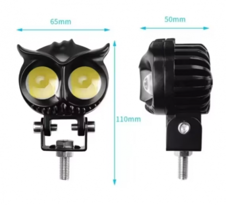 Set 2x Proiector led Off-Road, moto, ATV cu lupa 50W, 12V - 24V, model bufnita, 2 faze alb si galben, BZRSH® [3]