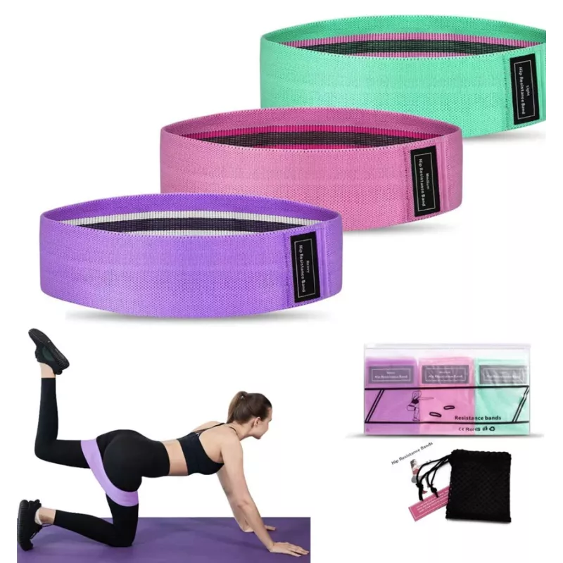 Set 3 benzi elastice fitness, 3 niveluri de rezistenta, pentru coapse, fese si picioare [2]