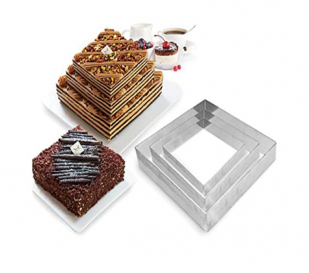 Casa si gradina - Set 3 forme pentru tort supraetajat, model Patrat