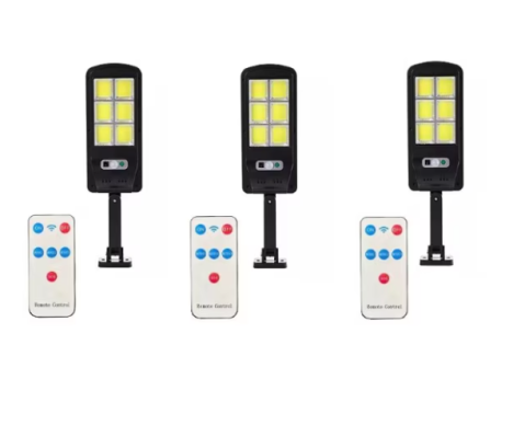 Lampi solare - Set 3 Lămpi Solare BZRSH 6COB 96 LED, 50W, 3 Moduri Iluminare, Senzor Mișcare, Telecomandă, Rezistent la Apă IP65