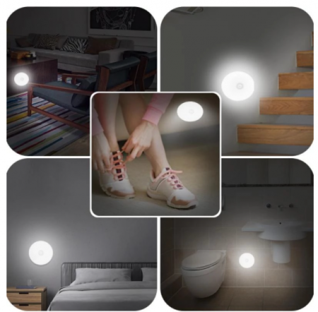 Set 3 x Lampa de veghe inteligenta LED cu senzor de miscare, USB, prindere magnetica, tip aplica, lumina dubla alb cald si rece [7]