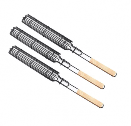 Casa si gradina - Set 3x suport frigarui tip gratar, maner de lemn