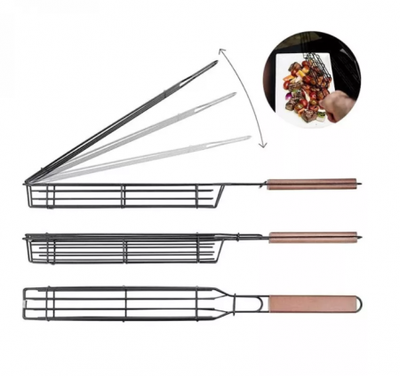 Set 3x suport frigarui tip gratar, maner de lemn [3]