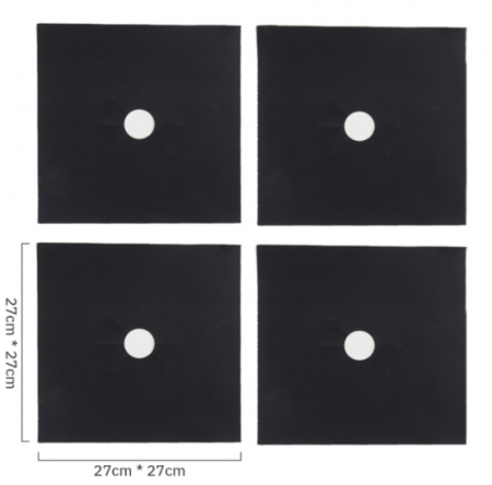 Set 4 folii de protectie aragaz, teflon, lavabile, reutilizabile, Negru/Gri [2]