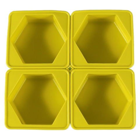 Forme de silicon pentru copt - Set 4 Forme Silicon Hexagonale Galbene pentru Brioșe, Prăjituri și Proiecte DIY