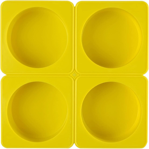 Forme de silicon pentru copt - Set 4 Forme Silicon Rotunde Galben | Matrițe Multi-Utilizare pentru Brioșe, Prăjituri, Oua & Proiecte DIY – Rezistente de la -40°C la 250°C