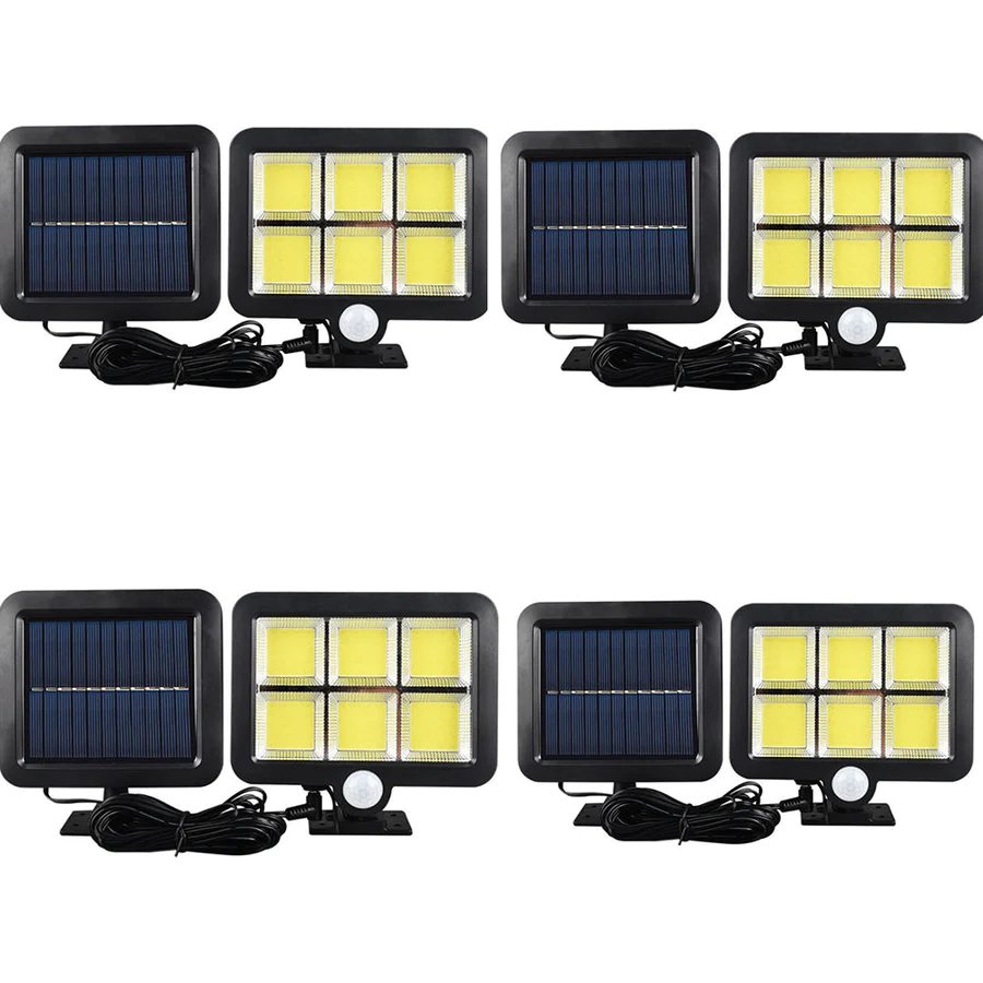 Lampi solare - Set 4 Lampa 120 Led Cob putere 50W cu incarcare solara Waterproof IP65 si senzor de miscare