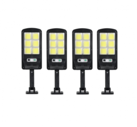 Lampi solare - Set 4 lampi solare,120 LED, 6 COB, 90W, cu senzor de miscare, suport prindere inclus si telecomanda