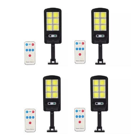 Lampi solare - Set 4 Lămpi Solare BZRSH 6COB 96 LED, 50W, 3 Moduri Iluminare, Senzor Mișcare, Telecomandă, Rezistent la Apă