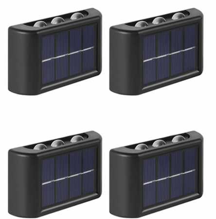 Lampi solare - BZRSH Set 4 Lampi Solare Perete 6 LED Iluminare Sus-Jos Alb Cald