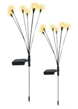 Set 4 Lampi solare LED, 6 bulbi LED, incarcare solara si senzor de amurg, lumina alba calda, BZRSH, 70 cm [1]