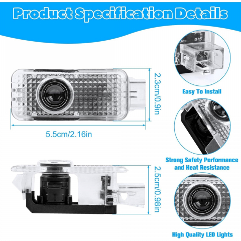 Set 4 Proiectoare Logo Audi, Cu Led, Pentru portiera, Audi A4, A5, A6, A7, A8, Q3, Q5, Q7 [1]