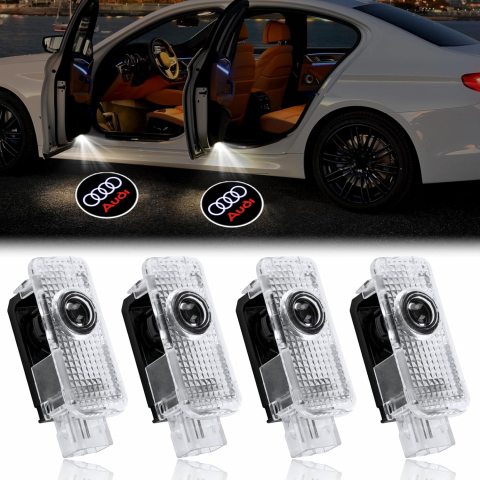 Auto - Set 4 Proiectoare Logo Audi, Cu Led, Pentru portiera, Audi A4, A5, A6, A7, A8, Q3, Q5, Q7