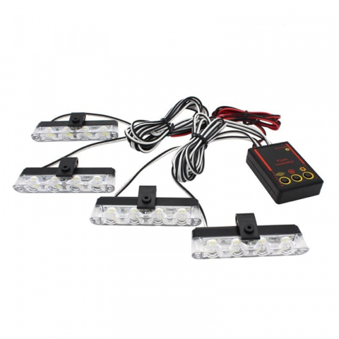 Set 4 stroboscoape cu 4 leduri, lumina Galbena si Telecomanda [2]