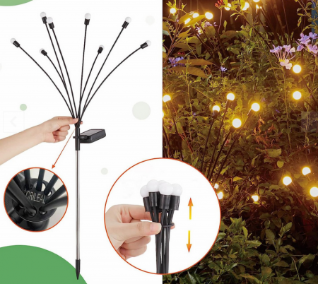 Set 4 X Lampi solare Licurici De Gradina 6 Bulbi Fiecare, Lumina alba calda [2]