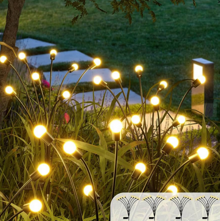 Set 4 X Lampi solare Licurici De Gradina 6 Bulbi Fiecare, Lumina alba calda [1]